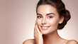 © Veronika - Beautiful young woman with healthy skin . Spa, skincare and wellness. advertising. Close up, copyspace.