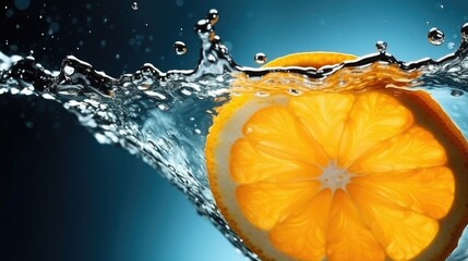 Wall Mural - orange, lemon in water splash