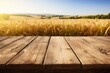 wooden table and field
