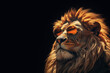 busoness lion king head in sunglasses style with soft mane. Successful businessman concept.