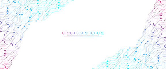 Fototapete - Quantum computer technologies concept. Futuristic blue circuit board background vector. Modern technology circuit board texture background design. Waves flow. Quantum explosion technology.