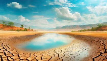 Wall Mural - drought stricken regions and water scarcity concept fantasy concept illustration painting