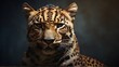 Close-up of awesome leopard with textured background and huge space for text, background image, generative AI