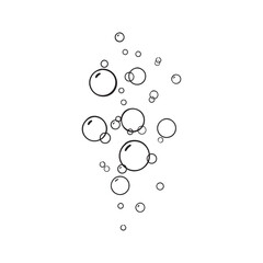 Vector line bubbles of fizzy drink isolated on white background. Doodle style