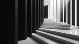 Fototapeta Do przedpokoju - The minimalist abstraction of black and white geometric shapes that create harmony and balance