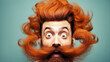 © PaulShlykov - Portrait of attractive funny funky childish amazed red-haired guy wearing casual shirt stupor isolated over bright blue color background