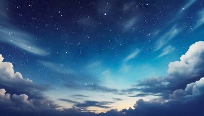 Wall Mural - indigo blue dark gradient mystical sky with clouds and stars phone background wallpaper ai generated