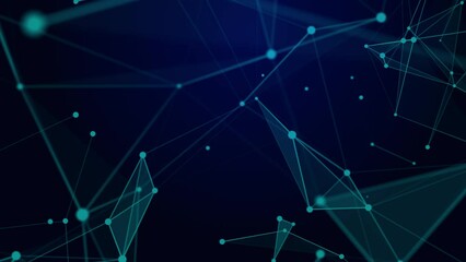 Wall Mural - Big data visualization. Network connection structure with chaotic distribution of points and lines. 3D rendering. Seamless loop.