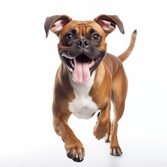 Wall Mural - Happy Boxer dog on a white background