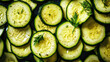 Green organic vegetarian cucumber food dieting background raw fresh vegetable slice healthy
