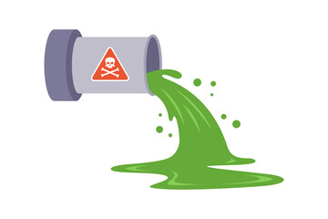 pipe with hazardous waste. flat vector illustration.