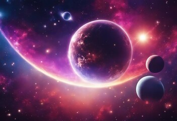 Wall Mural - abstract colorful cosmos background planets and galaxies sky and stars in universe
