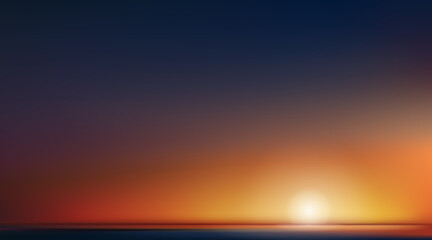 Wall Mural - sunset sky background,evening sky,cloud over beach in summer,vector illustration panoramic landscape