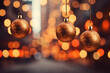 Christmas balls hanging on an out of focus background
