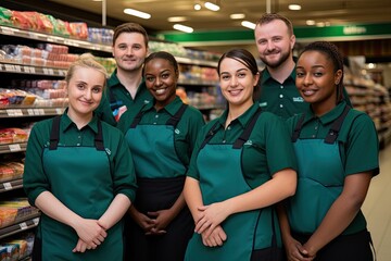 Wall Mural - Advertising portrait shot of a supermarket staff team standing together in a supermarket