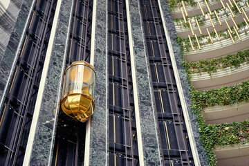 Wall Mural - Design and architecture. Glasses elevators in the hotel's hall.