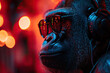 Gorilla mit Kopfhörer