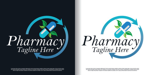 Pharmacy logo design vector with creative concept premium vector
