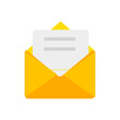 © Miky - Letter envelope with paper document vector illustration. Closed, open with a message e-mail envelopes. Set mailbox vector icons in flat style. Email Envelope Icon