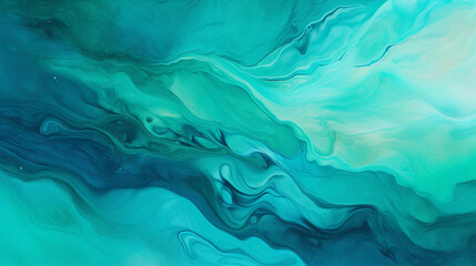 Wall Mural - Teal blue green gradient paint background with liquid fluid grunge texture