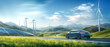 © Kornkanok - future of sustainable transportation in this image, where a windmill harnesses wind energy to power electric cars. alternative and renewable energy, symbolizing a greener