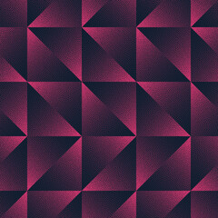 Sticker - Modern Split Squares Vector Seamless Pattern Trendy Purple Abstract Background. Half Tone Geometric Art Illustration for Textile. Endless Graphical Zigzag Classy Abstraction Wallpaper Dot Work Texture