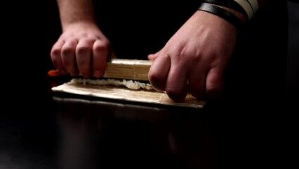 Wall Mural - The chef prepares delicious rolls. Close-up