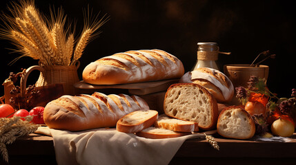 composition with assorted fresh bread