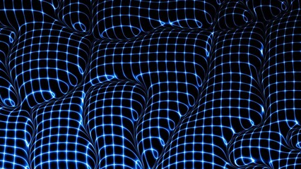 Leinwandbilder - Technology digital wave background concept. Beautiful motion waving dots texture with glowing lines. Cyber or technology background.