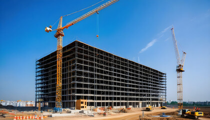 building under construction, industrial development, construction site engineering