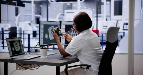Leinwandbilder - Engineer Doing 3D CAD Model Design On Computer