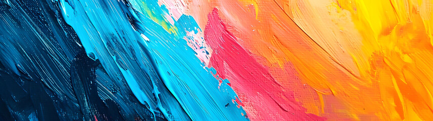 Wall Mural - A vibrant explosion of abstract colors bursts forth from a child's playful strokes in this close-up of an acrylic painting, inviting us to lose ourselves in the joy of pure creativity