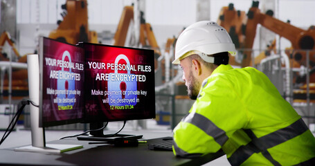 Poster - Shocked Engineer In Modern Car Factory