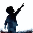© Let's-Get-Creative - Silhouette of a young boy pointing toward the sky.