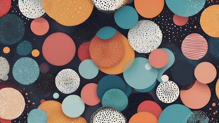 Hand drawn geometric seamless  Round circular dot  polka dot pattern. doodle.  AI generated image, ai