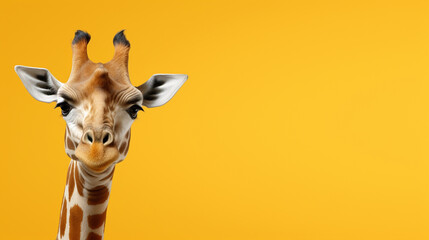 Wall Mural - giraffe on a yellow background.Generative AI