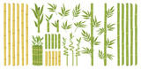 Fototapeta Fototapety do sypialni na Twoją ścianę - Cartoon bamboo. Asian forest plant with branches and leaves, green bamboo sprouts, Chinese or Japanese flora flat vector illustration set. Bamboo plant collection