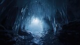 Fototapeta Do przedpokoju - clean water gracefully falling from icicles inside a dark icy cave