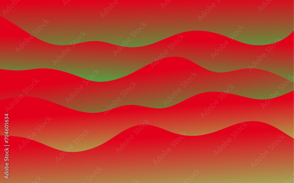 a red and green background with waves
