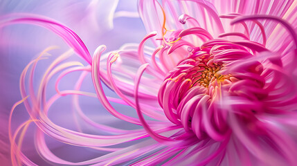 Canvas Print - Ephemeral Elegance: Macro Marvel of a Spiraling Spider Chrysanthemum in Radiant Light Trails