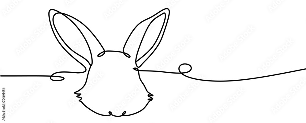 One continuous line drawing of Easter bunny. Greeting banner design ...