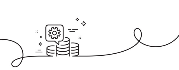 Wall Mural - Making money line icon. Continuous one line with curl. Budget gain sign. Money working symbol. Making money single outline ribbon. Loop curve pattern. Vector