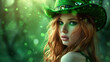 portrait of an irish girl celebrating St. Patrick's Day