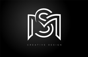 Wall Mural - ms sm letter logo design made of white monogram lines. letter idea for personal or business use vect