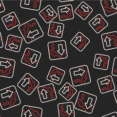 Sticker - Line Financial growth decrease icon isolated seamless pattern on black background. Increasing revenue. Vector