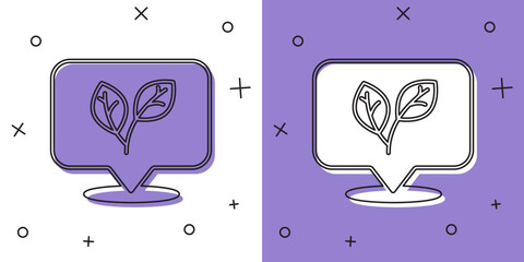 Sticker - Set Leaf icon isolated on white and purple background. Leaves sign. Fresh natural product symbol. Vector