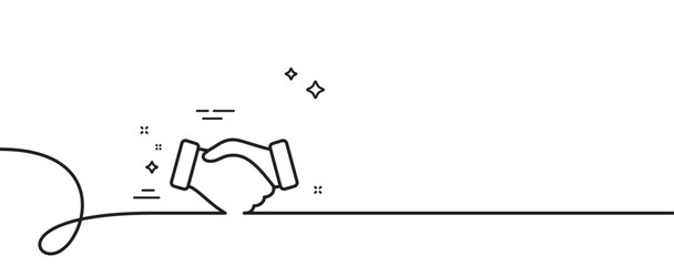 Wall Mural - handshake line icon. continuous one line with curl. hand gesture sign. business deal palm symbol. ha