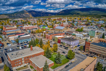 aerial view of leadville, colorado during autumn