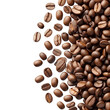 © Lenses - An isolated white background shows a wave of coffee splashing with beans