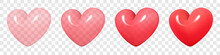 Pink 3d Realistic Heart Symbols With Transparency Effect. Happy Valentine's Day Clip Art For Banner Or Letter Template.